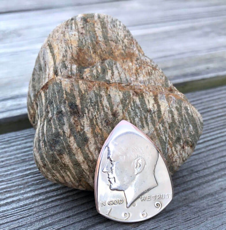 1969 40% Silver Kennedy US Half Dollar 1 Coin Guitar Pick, Coin Guitar Picks