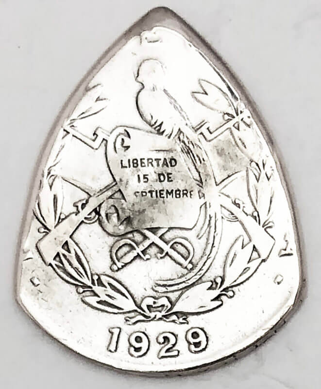 1929 Guatemala Quarter Quetzal 72% Silver