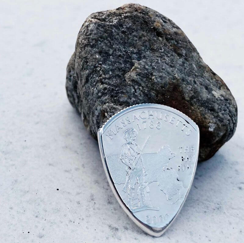 Massachusetts silver quarter Coin Guitar Pick, Coin Guitar Picks