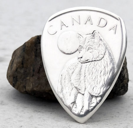 2011 Canada 999% Fine Silver Wolf 1 Coin Guitar Pick, Coin Guitar Picks