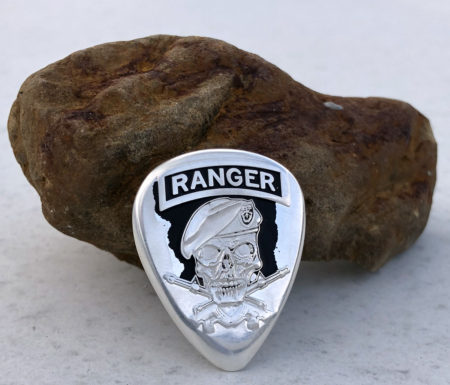 Army Ranger 999% Silver 2 Coin Guitar Pick, Coin Guitar Picks