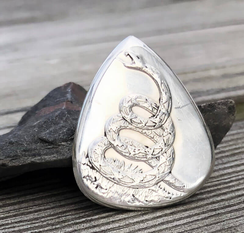 Don't Tread on me 999% Silver 3 Coin Guitar Pick, Coin Guitar Picks