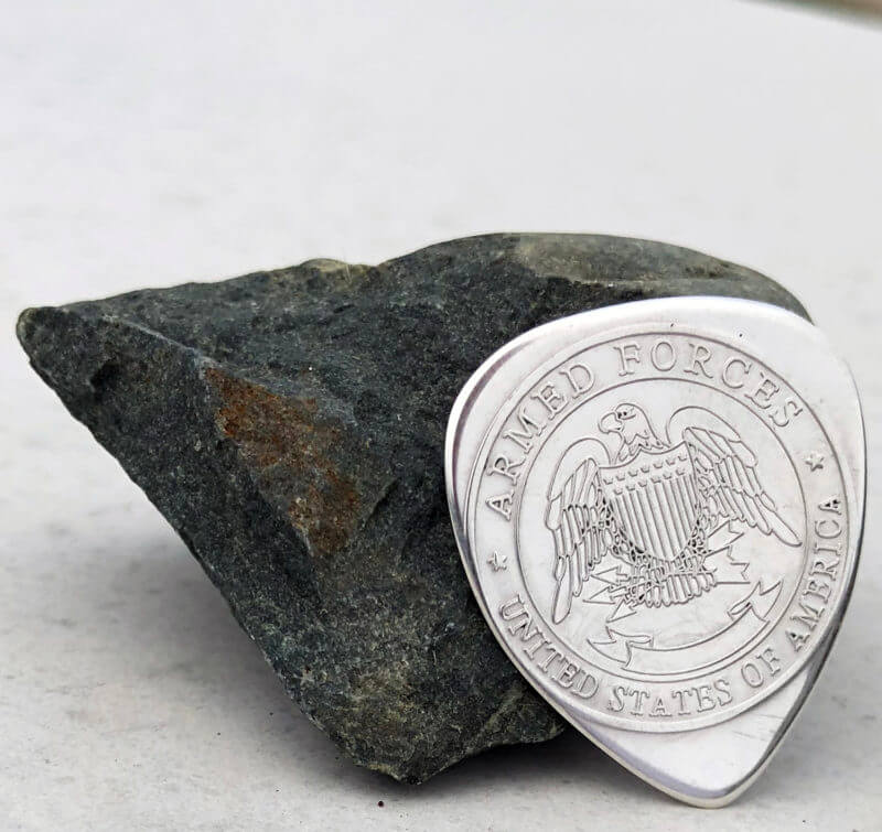 US Armed Forces 999% Fine Silver 1 Coin Guitar Pick, Coin Guitar Picks
