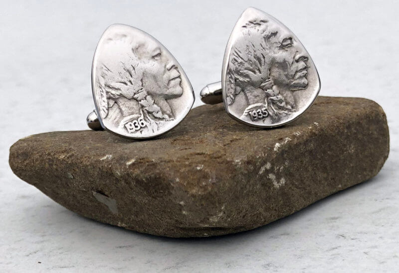 US Buffalo Nickel Cufflinks Coin Guitar Pick, Coin Guitar Picks