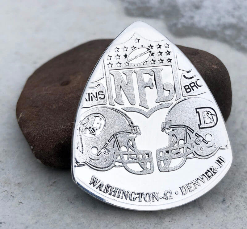 Super Bowl XXII 1-31-88 Denver Broncos and Washington Redskins Fine Silver