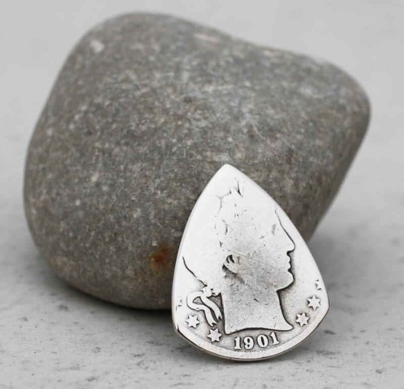 1901 US Barber Half Dollar 90% Silver Coin Guitar Pick, Coin Guitar Picks