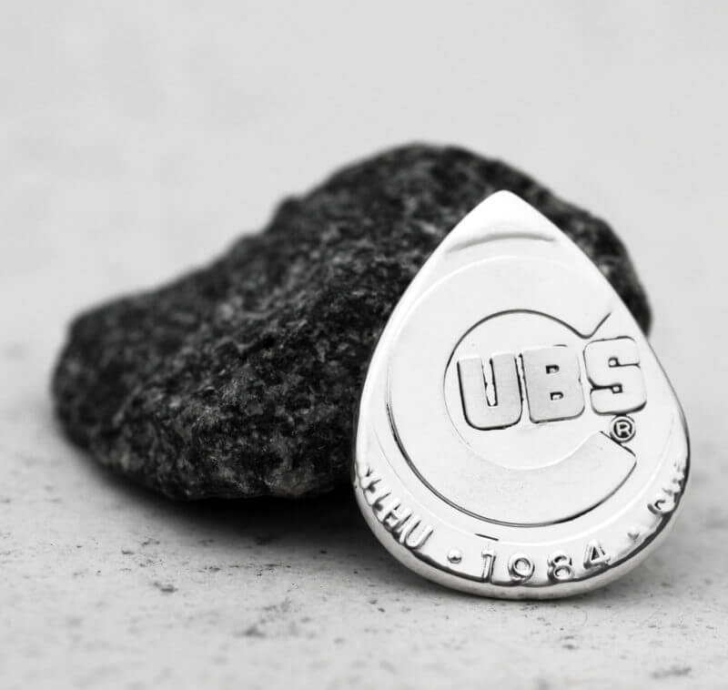 1984 Chicago Cubs National League Eastern Division Champions 999 Fine Silver front Coin Guitar Pick, Coin Guitar Picks