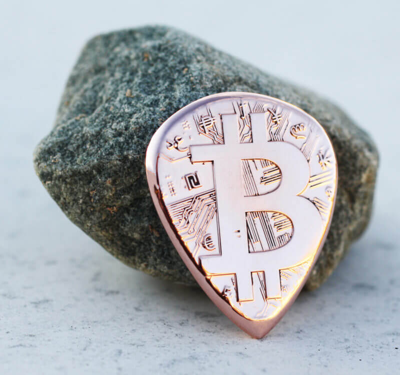 Bitcoin Copper Round Coin Guitar Pick, Coin Guitar Picks