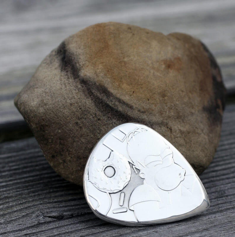 2019 Tuvalu Homer Simpson 999 silver1 Coin Guitar Pick, Coin Guitar Picks