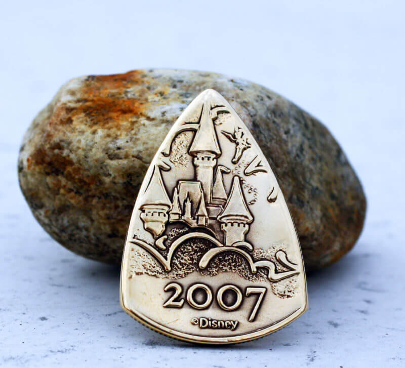 2007 Disneyland Brass Token 3Coin Guitar Pick, Coin Guitar Picks