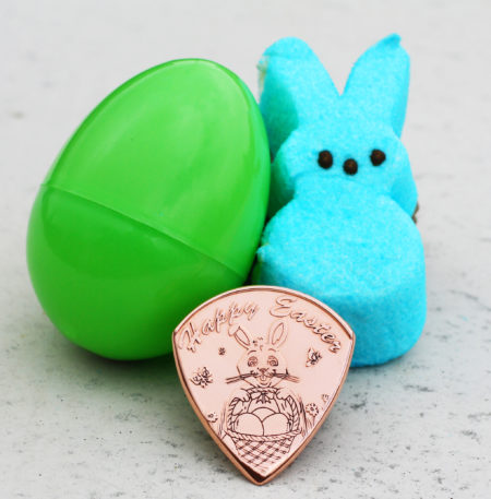 Happy Easter Copper Round Front Coin Guitar Pick, Coin Guitar Picks