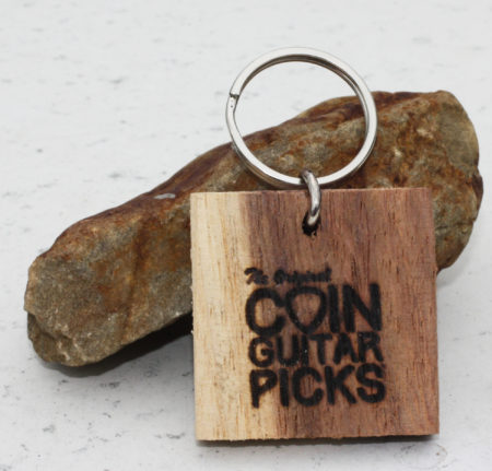 Raw Exotic Wood Keychain with Logo coin guitar picks, coin guitar pick