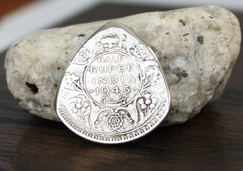 1945 India 50% Silver Half Rupee