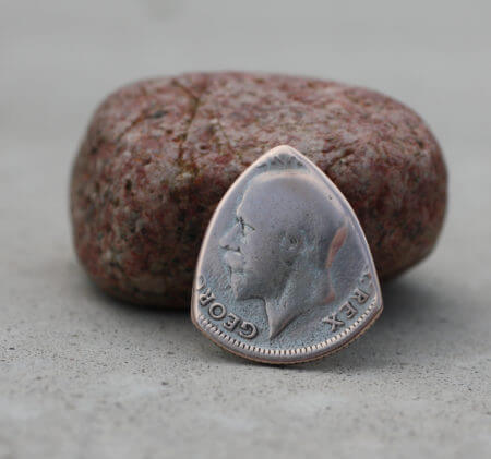 1926 UK 50% Silver Sixpence Coin Guitar Pick, Coin Guitar Picks