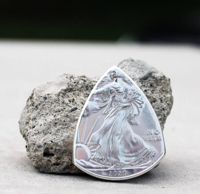 2020 US American Eagle 99.9% Fine Silver 1 oz Coin Guitar Pick, Coin Guitar Picks