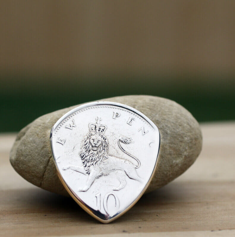 1974 UK 10 New Pence Coin Guitar Pick, Coin Guitar Picks
